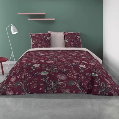 Parure de lit 2 personnes avec housse de couette et 2 taies d'oreiller Phytea Imprimé 240 x 220