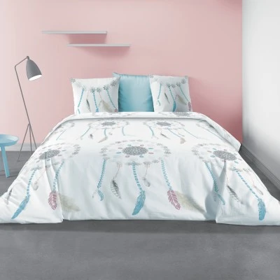 Parure de lit 2 personnes avec housse de couette et 2 taies d'oreiller Dreamy Imprimé 240 x 220