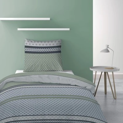 Parure de lit 1 personne avec housse de couette et 1 taie d'oreiller Vaxo Mousse 140 x 200