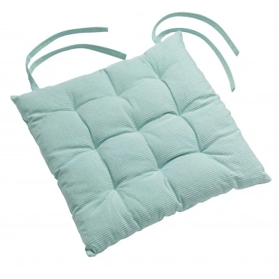 Galette de chaise piquée 9 points Pika Aqua 38 x 38 x 4 cm