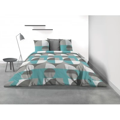Parure de lit 2 personnes Knavy avec housse de couette et taies d'oreiller Imprimé 220 x 240