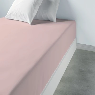 Drap housse uni Coton bonnet 35 cm Blush 90 x 190 x 35