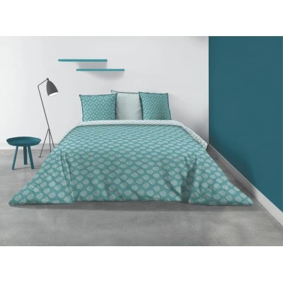 Parure de lit 2 personnes Kadi Blue avec housse de couette et taies d'oreiller Imprimé 240 x 220