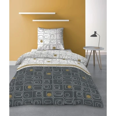 Parure de lit 1 personne Niagara Gold avec housse de couette et taie d'oreiller Imprimé 140 x 200
