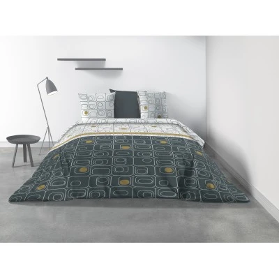 Parure de lit 2 personnes Niagara Gold avec housse de couette et taies d'oreiller Imprimé 220 x 240