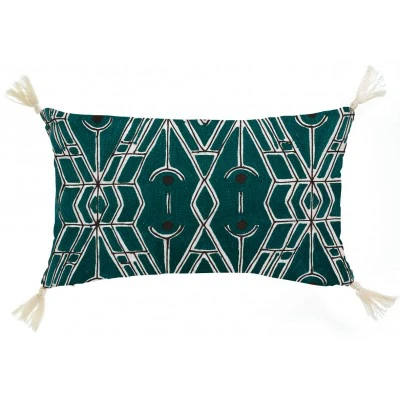 Coussin Tess brodé Paon 30 x 50