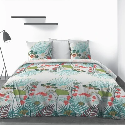 Parure de lit 2 personnes Oika avec drap plat et taies d'oreiller Imprimé 240 x 290