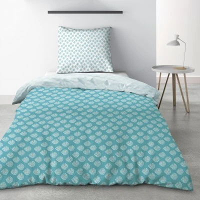 Parure de lit 1 personne Kadi Blue avec drap plat et taie d'oreiller Imprimé 180 x 290