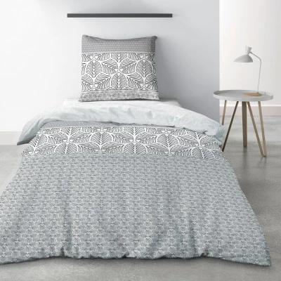 Parure de lit 1 personne Black Solaris avec drap plat et taie d'oreiller Imprimé 180 x 290