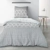 Parure de lit 1 personne Black Solaris avec drap plat et taie d'oreiller Imprimé 180 x 290