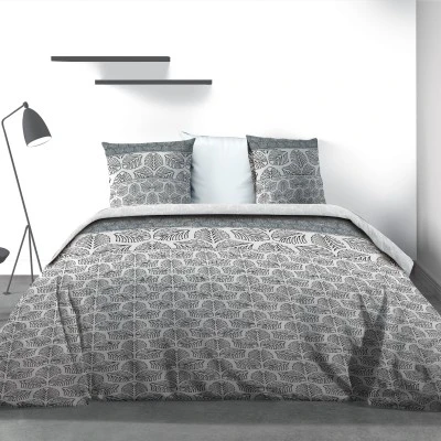 Parure de lit 2 personnes Black Solaris avec drap plat et taies d'oreiller Imprimé 240 x 290