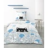Parure de lit 1 personne Pussycat Blue avec housse de couette et taie d'oreiller Imprimé 140 x 200