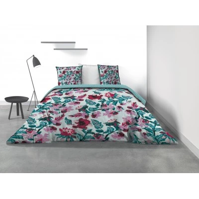 Parure de lit 2 personnes Mazako avec housse de couette et taies d'oreiller Imprimé 260 x 240