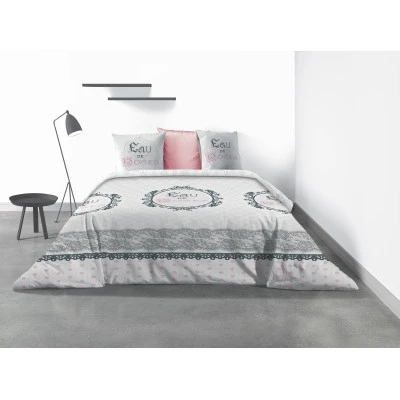 Parure de lit 2 personnes Eau de rose avec housse de couette et taies d'oreiller Imprimé 260 x 240