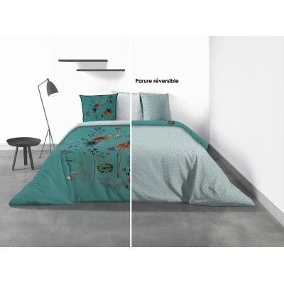 Parure de lit 2 personnes Millefleurs avec housse de couette et taies d'oreiller Imprimé 240 x 220