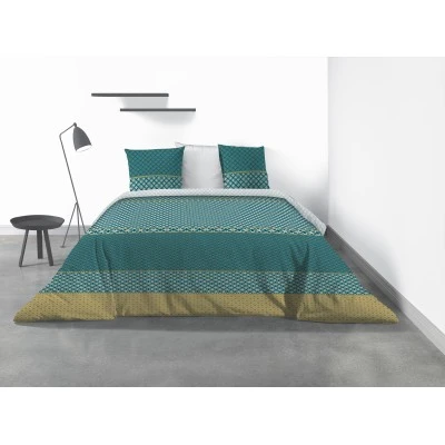 Parure de lit 2 personnes Paon avec drap plat et taies d'oreiller Imprimé 240 x 290