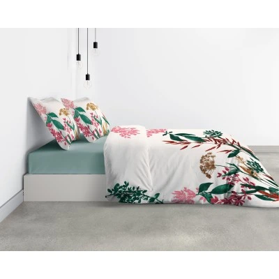 Parure de lit Bio 2 personnes Herbier avec housse de couette et taies d'oreiller Imprimé 260 x 240