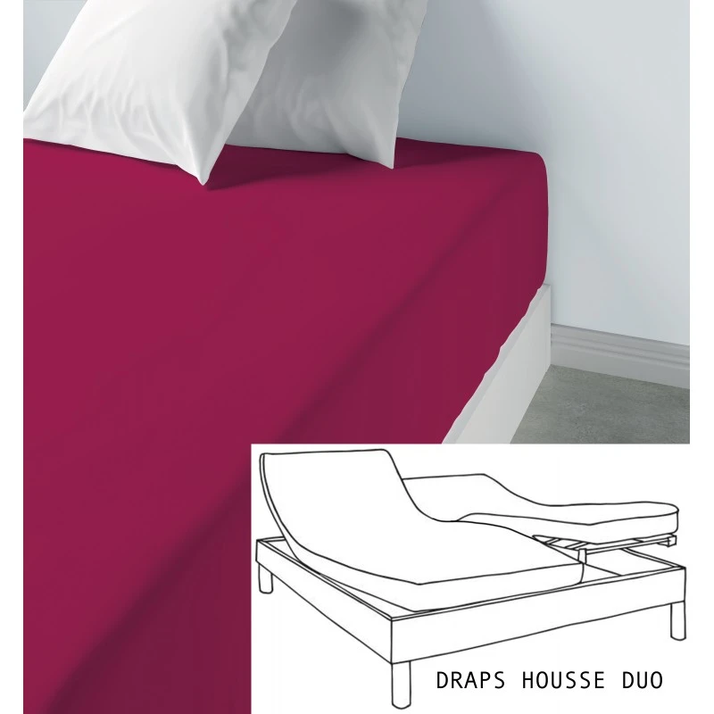 Lot de 2 draps housse uni coton bonnet 35 cm Cerise 80 x 200 x 35