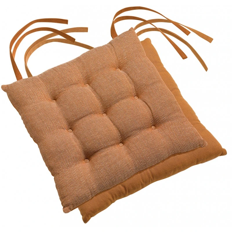 Galette de chaise piquée 9 points Zena Cognac 38 x 38 x 4 cm