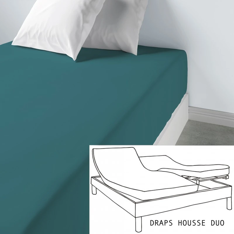 Lot de 2 draps housse uni coton bonnet 35 cm Lagon 80 x 200 x 35