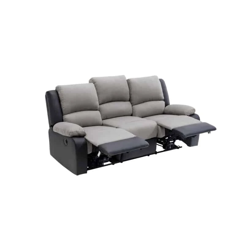 9121 - Canapé de relaxation 3 places en microfibre et simili /noir