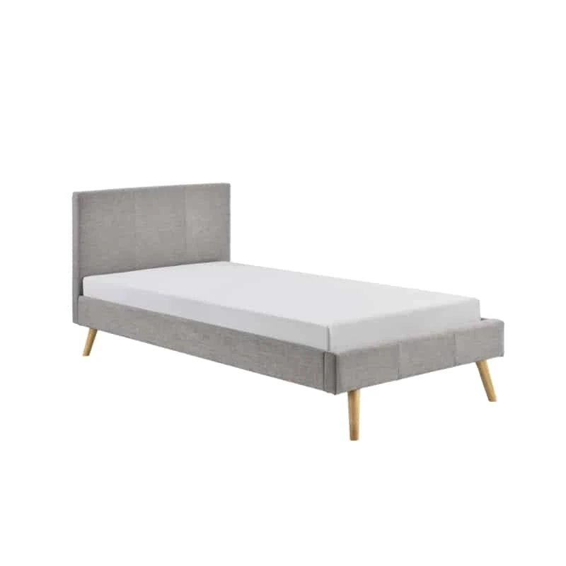 1199 - Cadre de lit style scandinave en tissu avec pieds bois