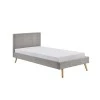 1199 - Cadre de lit style scandinave en tissu avec pieds bois