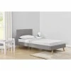 1199 - Cadre de lit style scandinave en tissu avec pieds bois