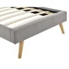 1199 - Cadre de lit style scandinave en tissu avec pieds bois