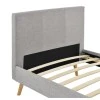 1199 - Cadre de lit style scandinave en tissu avec pieds bois