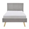 1199 - Cadre de lit style scandinave en tissu avec pieds bois