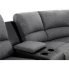 9121L - Canapé d'angle de relaxation 5 places avec accoudoir porte-gobelet modulable et amovible en tissu et simili /Noir