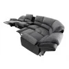 9121L - Canapé d'angle de relaxation 5 places avec accoudoir porte-gobelet modulable et amovible en tissu et simili /Noir