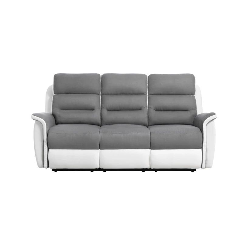 9222 - Canapé de relaxation manuel 3 places en simili et microfibre /blanc