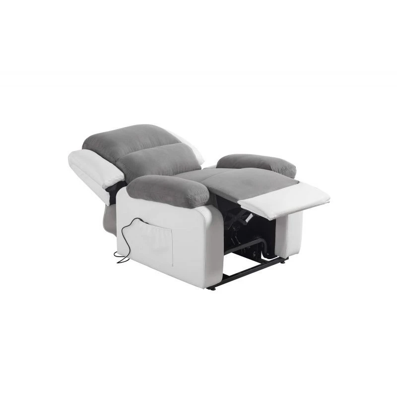 9121EEL - Fauteuil de relaxation électrique avec releveur en microfibre et simili /blanc