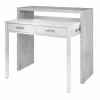 FOBUR - Bureau console extensible 2 tiroirs L100 cm /béton