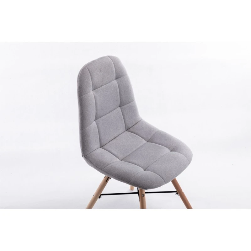 A80265 - Lot de 2 chaises matelassées en tissu avec pieds en hêtre naturel