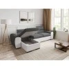 ALI - Canapé d'angle réversible convertible avec têtières et coffre en simili et tissu /blanc