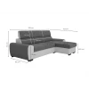 ALI - Canapé d'angle réversible convertible avec têtières et coffre en simili et tissu /noir