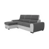 ALI - Canapé d'angle réversible convertible avec têtières et coffre en simili et tissu /blanc