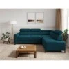 JACKY - Canapé d'angle réversible convertible avec têtières en tissu pétrole