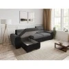 ALI - Canapé d'angle réversible convertible avec têtières et coffre en simili et tissu /noir