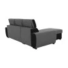ALI - Canapé d'angle réversible convertible avec têtières et coffre en simili et tissu /noir