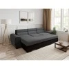 ALI - Canapé d'angle réversible convertible avec têtières et coffre en simili et tissu /noir