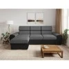 ALI - Canapé d'angle réversible convertible avec têtières et coffre en simili et tissu /noir