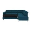 JACKY - Canapé d'angle réversible convertible avec têtières en tissu pétrole