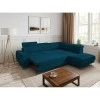 VIKY - Canapé d'angle réversible convertible avec têtières en tissu et pieds chromés pétrole