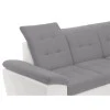 LIDIA - Canapé d'angle convertible avec coffre et tetières en simili et tissu /blanc