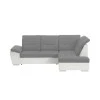 LIDIA - Canapé d'angle convertible avec coffre et tetières en simili et tissu /blanc
