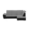 LIDIA - Canapé d'angle convertible avec coffre et tetières en simili et tissu /noir